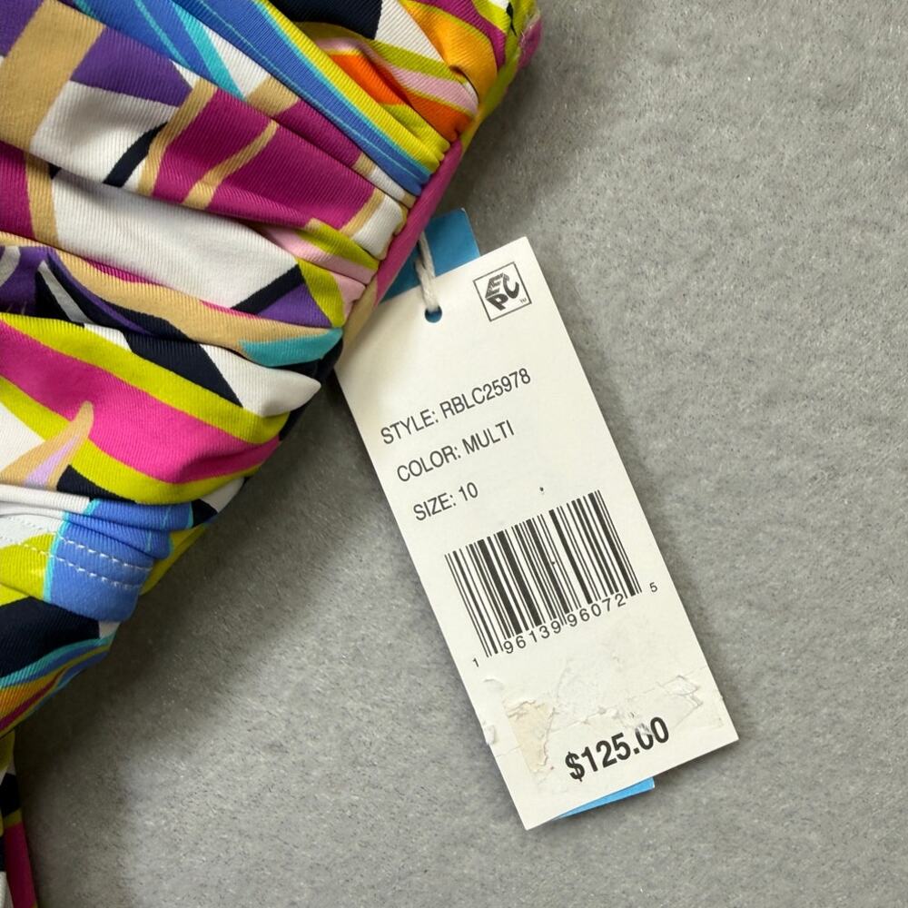 BLEU BY ROD BEATTIE Kore Shirred Bandeau One-Piece Swimsuit Multi 10 $125 - Picture 6 of 11